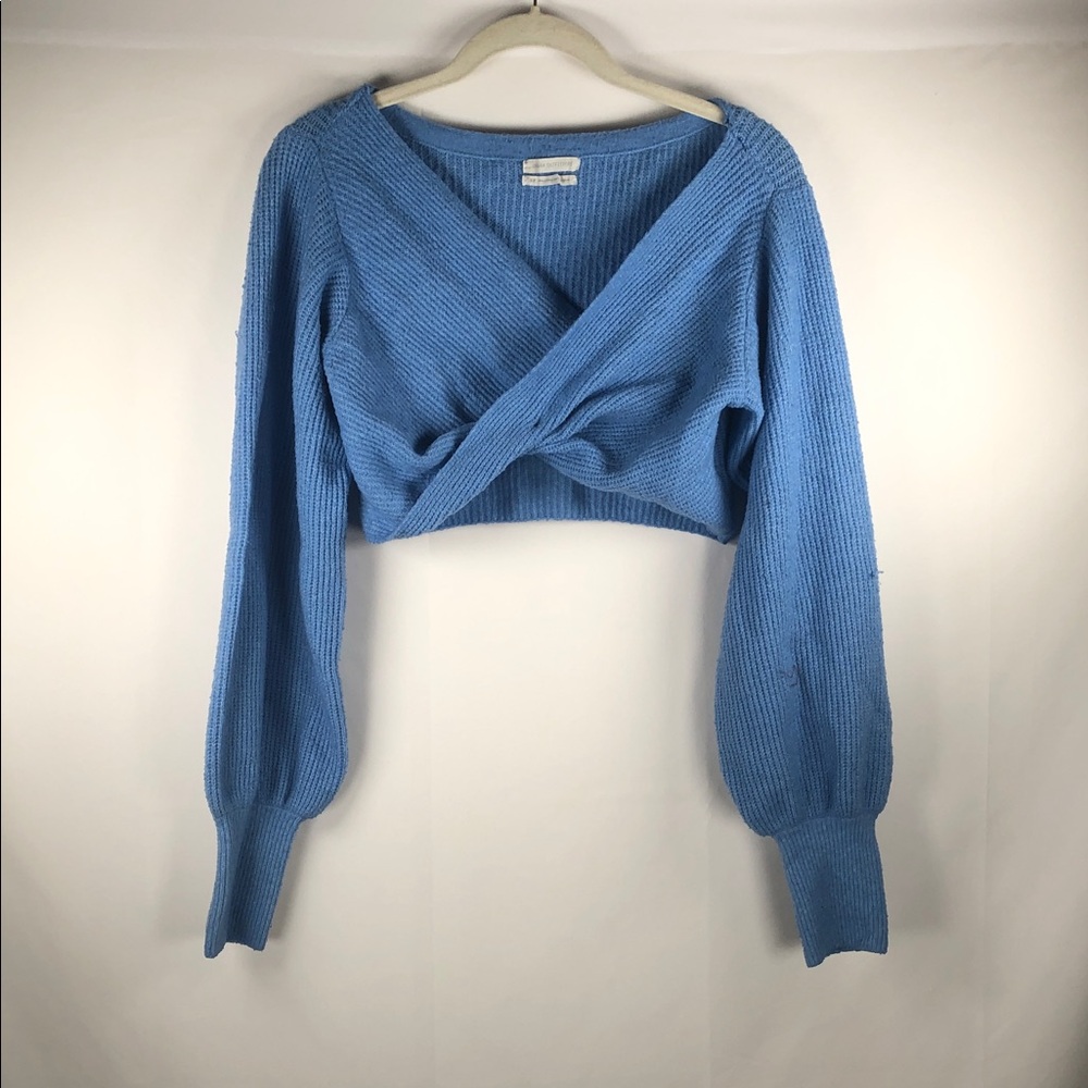 Urban Outfitters Sky Blue Marissa Twist-Front Crop Sweater